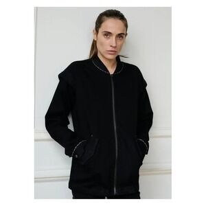 Tt Studios Sage Jacket Bomber Contrast Stitch Zip Front Black Size XS‎